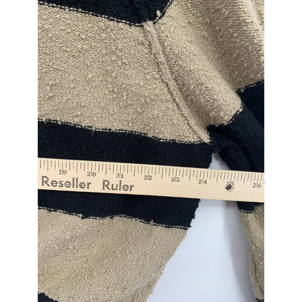 Free People Sweater Womens Small Black Beige Striped Cotton Textured Oversized